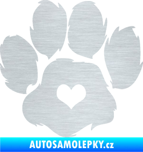 Samolepka Tlapka 006 levá škrábaný hliník