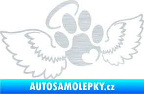 Samolepka Tlapka 010 andělíček levá škrábaný hliník