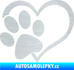 Samolepka Tlapka love levá škrábaný hliník