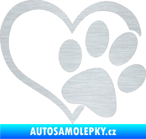 Samolepka Tlapka love pravá škrábaný hliník