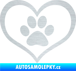 Samolepka Tlapky love 002 škrábaný hliník