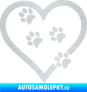 Samolepka Tlapky love 006 levá škrábaný hliník
