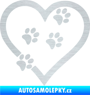 Samolepka Tlapky love 006 pravá škrábaný hliník