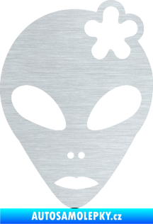 Samolepka UFO 009 slečna s kytičkou pravá škrábaný hliník
