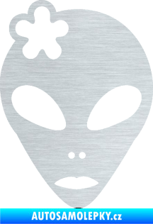 Samolepka UFO 009 slečna s kytičkou levá škrábaný hliník