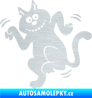 Samolepka Veselá kočka levá škrábaný hliník