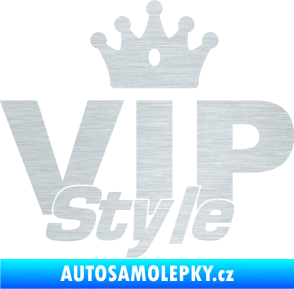 Samolepka VIP styl nápis s korunkou škrábaný hliník