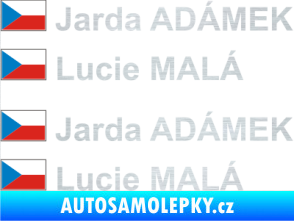 Samolepka Vlajka ČR se jménem škrábaný hliník