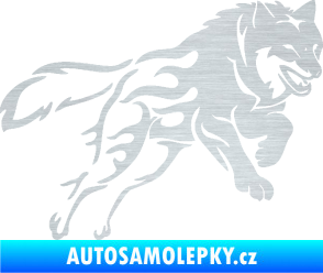 Samolepka Vlk 002 pravá škrábaný hliník