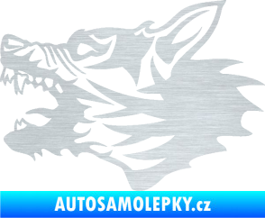Samolepka Vlk 003 levá škrábaný hliník