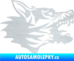 Samolepka Vlk 003 pravá škrábaný hliník