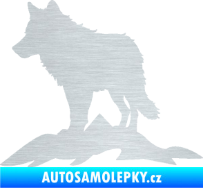 Samolepka Vlk 031 levá hory škrábaný hliník