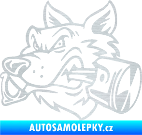 Samolepka Vlk 032 levá moto s pístem škrábaný hliník