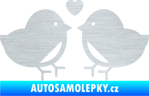 Samolepka Zamilovaní ptáčci 001 se srdíčkem škrábaný hliník