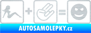Samolepka Žena + shocker = šklebící se smajlík pravá škrábaný hliník