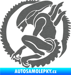 Samolepka Alien 001 levá škrábaný titan