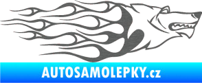 Samolepka Animal flames 017 pravá vlk škrábaný titan