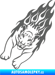 Samolepka Animal flames 024 levá tygr škrábaný titan