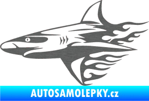 Samolepka Animal flames 031 levá žralok škrábaný titan