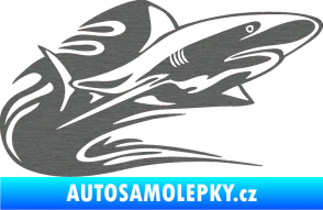 Samolepka Animal flames 037 pravá žralok škrábaný titan