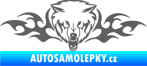 Samolepka Animal flames 038 levá  vlk škrábaný titan
