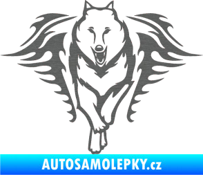 Samolepka Animal flames 039 levá  vlk škrábaný titan
