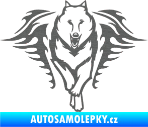 Samolepka Animal flames 039 pravá  vlk škrábaný titan