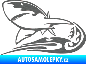Samolepka Animal flames 041 levá žralok škrábaný titan
