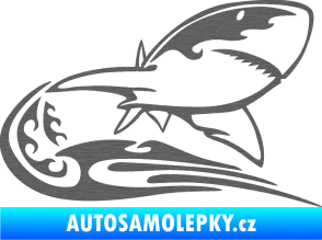Samolepka Animal flames 041 pravá žralok škrábaný titan