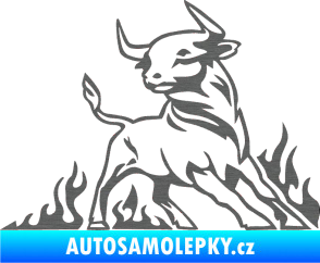 Samolepka Animal flames 062 pravá býk škrábaný titan