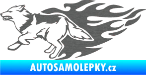 Samolepka Animal flames 090 levá vlk škrábaný titan