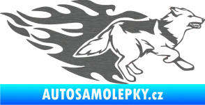 Samolepka Animal flames 090 pravá  vlk škrábaný titan