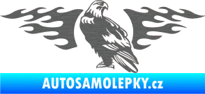 Samolepka Animal flames 094 levá orel škrábaný titan