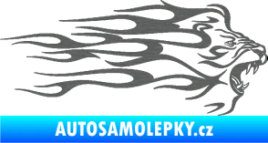 Samolepka Animal flames 103 pravá lev škrábaný titan