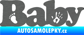 Samolepka Baby nápis otisk ručky a nožky škrábaný titan
