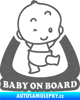 Samolepka Baby on board 011 pravá s nápisem škrábaný titan
