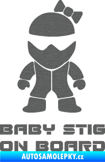 Samolepka Baby stig on board girl škrábaný titan