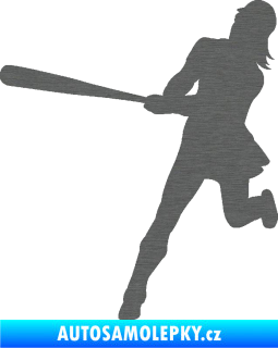 Samolepka Baseball 020 levá hráčka škrábaný titan