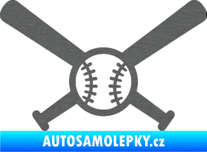 Samolepka Baseball míček a pálky škrábaný titan