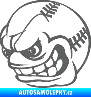 Samolepka Baseballový míček 001 levá s obličejem škrábaný titan