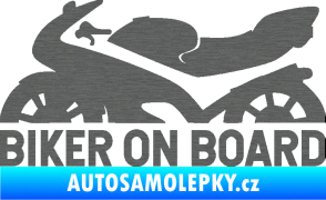 Samolepka Biker on board levá motorka škrábaný titan