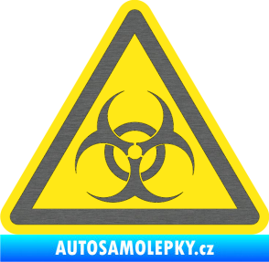 Samolepka Biohazard barevný trojúhelník škrábaný titan