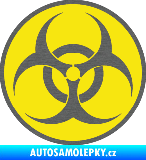 Samolepka Biohazard barevný  škrábaný titan