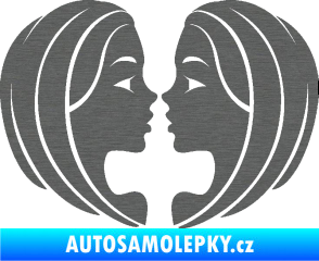Samolepka Blíženci 002  škrábaný titan