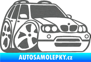 Samolepka BMW X5 karikatura pravá škrábaný titan