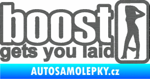 Samolepka Boost gets you laid škrábaný titan