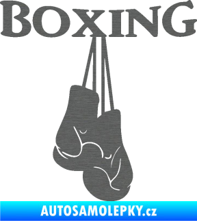 Samolepka Boxing nápis s rukavicemi škrábaný titan