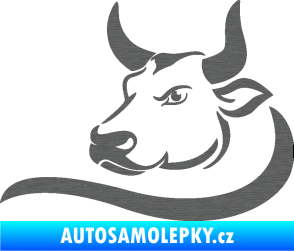 Samolepka Býk 008 levá škrábaný titan