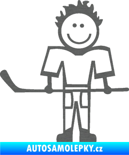 Samolepka Cartoon family kluk 002 levá hokejista škrábaný titan