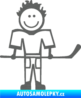 Samolepka Cartoon family kluk 002 pravá hokejista škrábaný titan